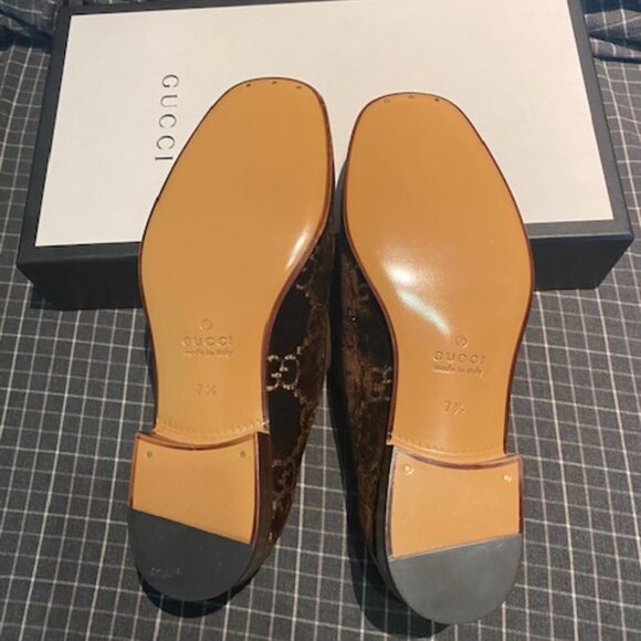 Gucci Quentin Brown Velvet GG Horsebit Loafers Size 7.5 - Picture 4 of 7